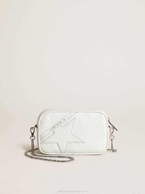 Golden Goose mujer bolso mini estrella de piel blanca brillante con estrella tono sobre tono 6846445