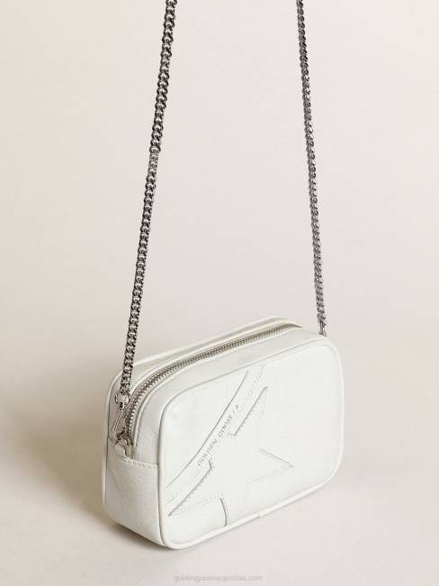 Golden Goose mujer bolso mini estrella de piel blanca brillante con estrella tono sobre tono 6846445