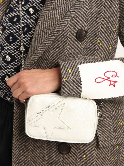Golden Goose mujer bolso mini estrella de piel blanca brillante con estrella tono sobre tono 6846445