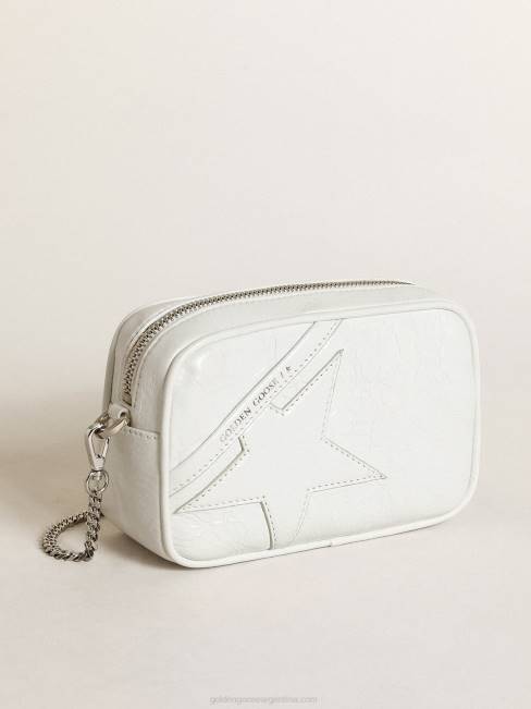 Golden Goose mujer bolso mini estrella de piel blanca brillante con estrella tono sobre tono 6846445