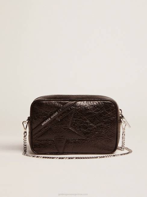 Golden Goose mujer bolso mini estrella de piel negra brillante con estrella tono sobre tono 6846482