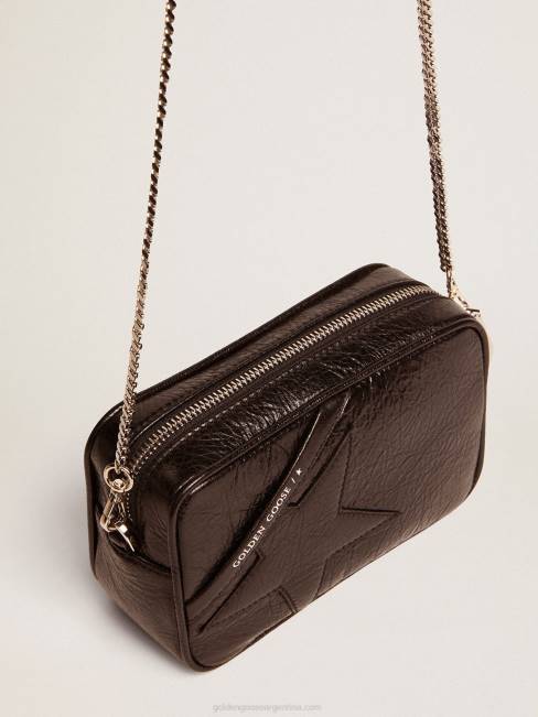 Golden Goose mujer bolso mini estrella de piel negra brillante con estrella tono sobre tono 6846482