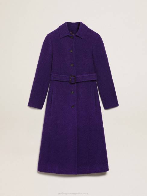Golden Goose mujer abrigo colección journey en lana violeta añil con forro interior en estampado dibujado 6846969