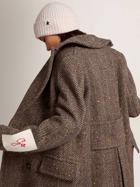 Golden Goose mujer abrigo largo de espiga con detalles amarillos 6846936