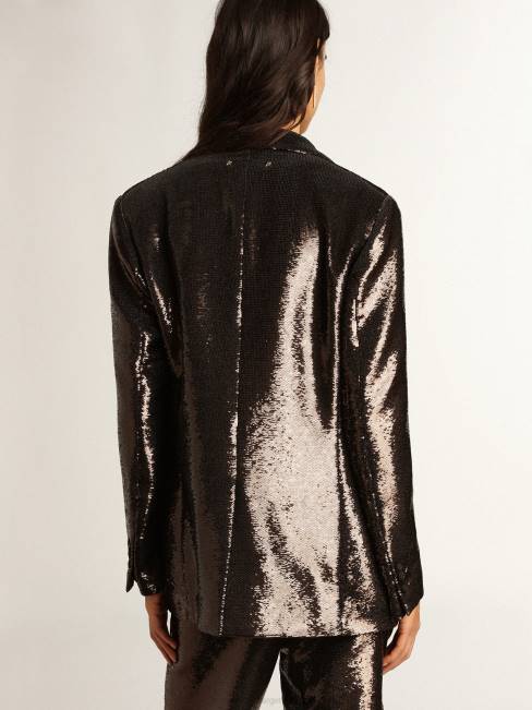 Golden Goose mujer blazer gris de botonadura sencilla con lentejuelas por toda la prenda 6846958