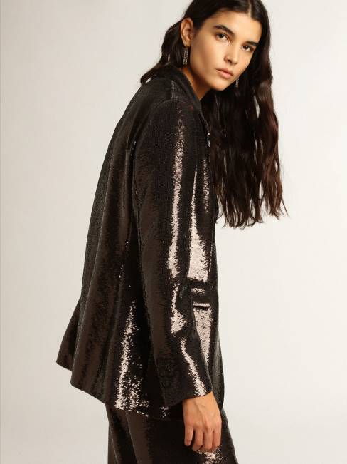 Golden Goose mujer blazer gris de botonadura sencilla con lentejuelas por toda la prenda 6846958