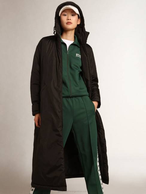Golden Goose mujer chamarra acolchada con capucha hasta los tobillos black star collection 6846998