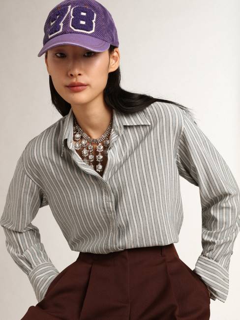 Golden Goose mujer Camisa boyfriend con rayas agua de la colección Journey 6846975