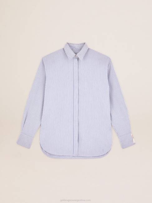 Golden Goose mujer camisa rayas azul claro candy 68461061