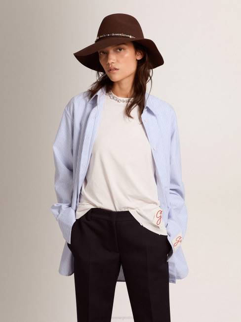 Golden Goose mujer camisa rayas azul claro candy 68461061