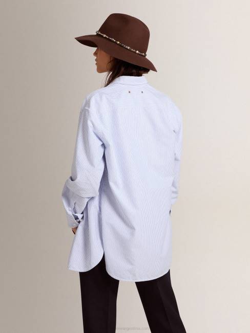 Golden Goose mujer camisa rayas azul claro candy 68461061