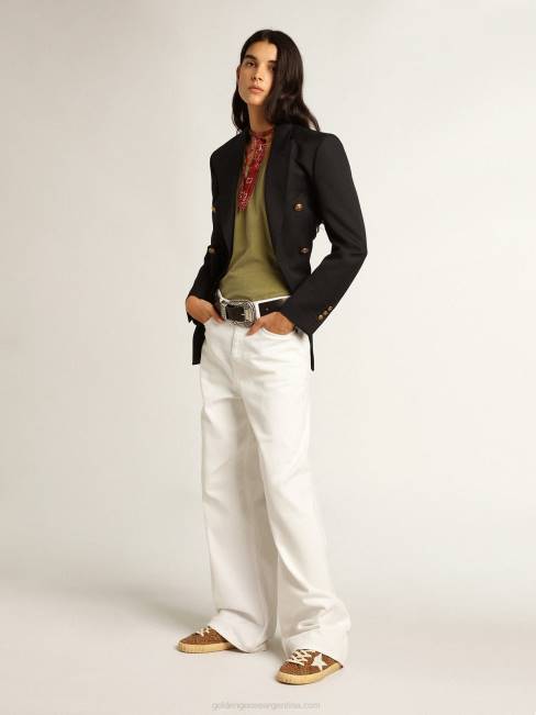 Golden Goose mujer camiseta sin mangas verde pesto con letras blancas en el frente 68461044