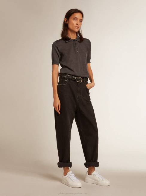 Golden Goose mujer polo de lana merino antracita 6846973