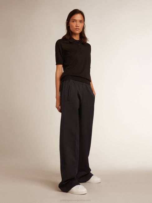 Golden Goose mujer polo de lana merino negra 6846943