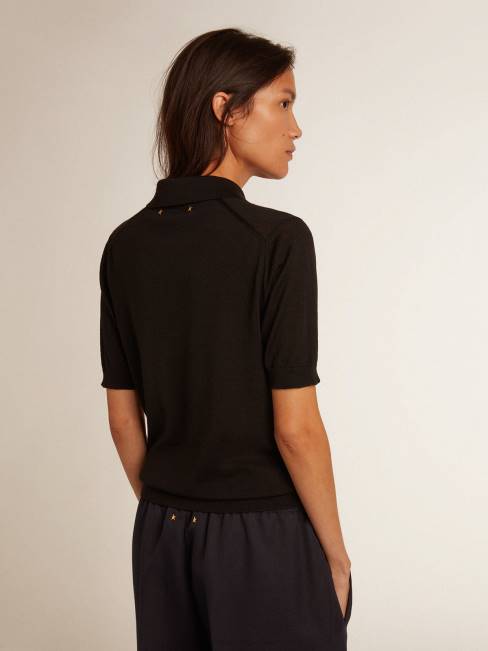 Golden Goose mujer polo de lana merino negra 6846943