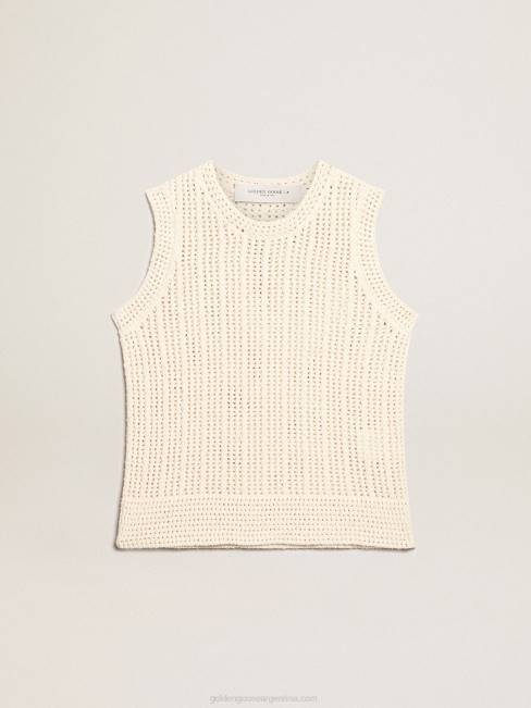 Golden Goose mujer top sin mangas de punto color papiro 68461043