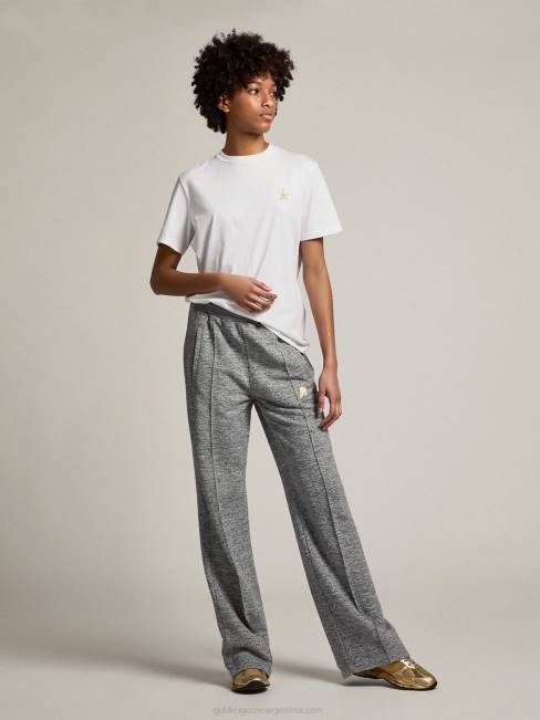 Golden Goose mujer camiseta blanca con estrella en brillo dorado en el frente 68461031