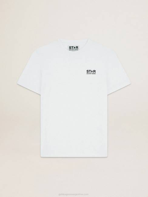 Golden Goose mujer camiseta blanca de la colección star con logo y estrella en contraste en negro 6846953