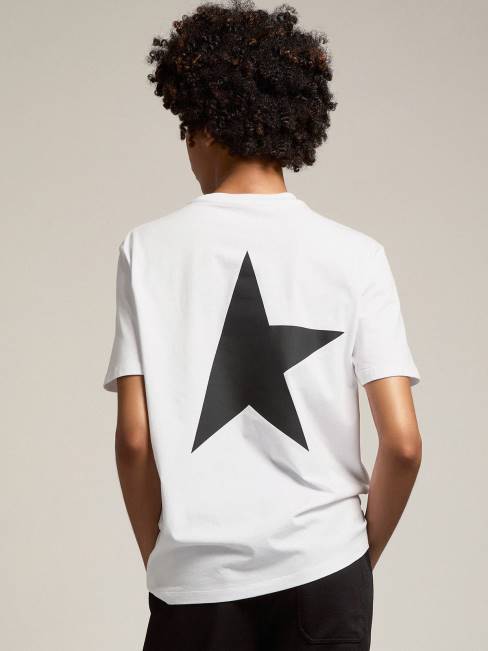 Golden Goose mujer camiseta blanca de la colección star con logo y estrella en contraste en negro 6846953