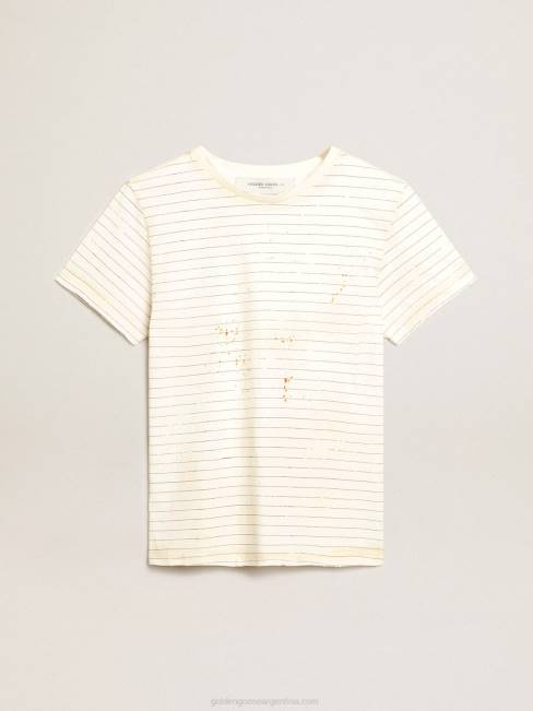 Golden Goose mujer camiseta blanca efecto libreta vintage 6846916