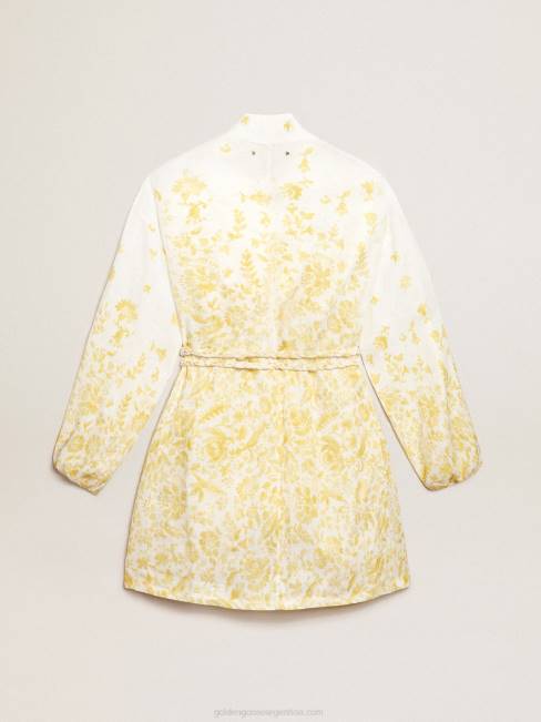 Golden Goose mujer Vestido mini resort collection de lino con estampado amarillo limón 68461006