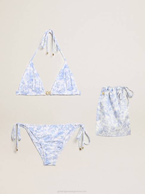 Golden Goose mujer bikini resort collection con estampado azul mediterráneo 68461011