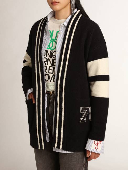 Golden Goose mujer Cárdigan azul de la colección Journey con cinturón en la cintura. 6846985