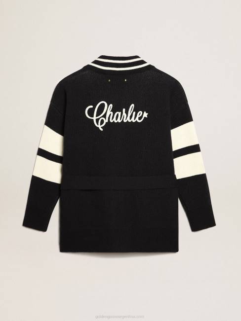 Golden Goose mujer Cárdigan azul de la colección Journey con cinturón en la cintura. 6846985