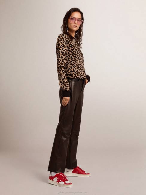 Golden Goose mujer Jersey de cuello redondo de lana con estampado animal jacquard 68461026