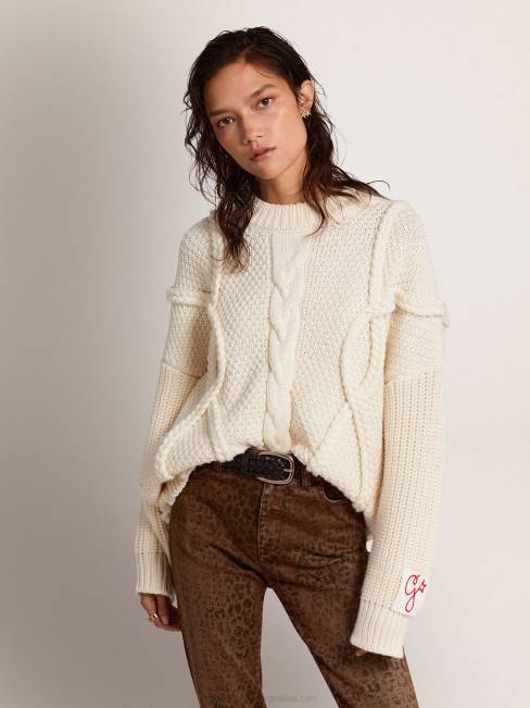 Golden Goose mujer Jersey de cuello redondo de lana con motivo trenzado 68461029