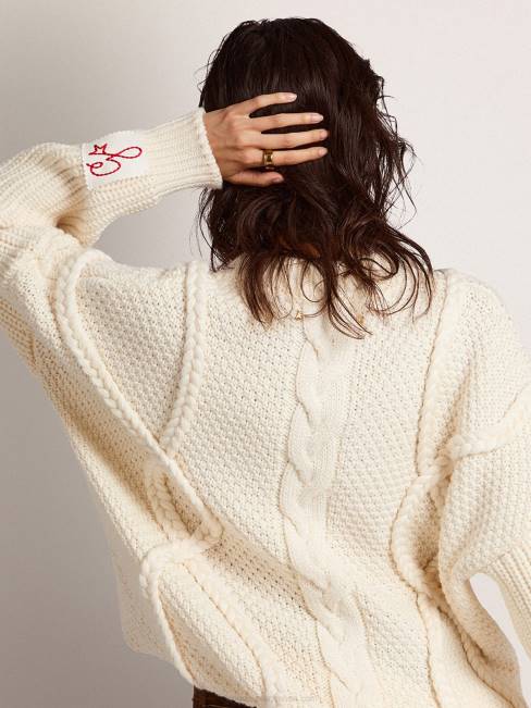 Golden Goose mujer Jersey de cuello redondo de lana con motivo trenzado 68461029