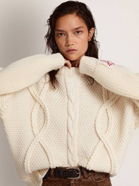 Golden Goose mujer Jersey de cuello redondo de lana con motivo trenzado 68461029