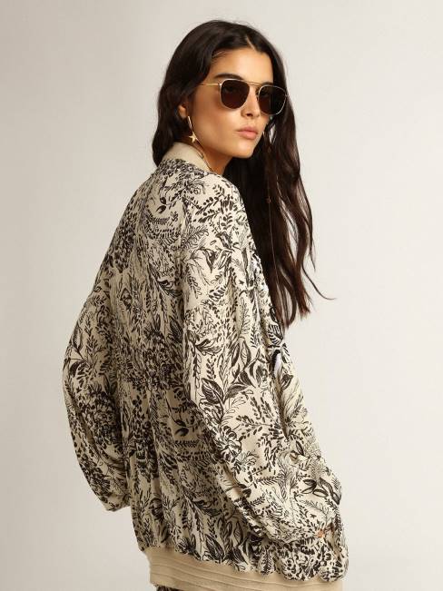 Golden Goose mujer cárdigan de viscosa blanca con estampado de toile de jouy y bordado 68461047