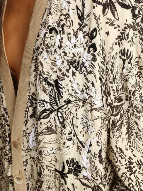 Golden Goose mujer cárdigan de viscosa blanca con estampado de toile de jouy y bordado 68461047