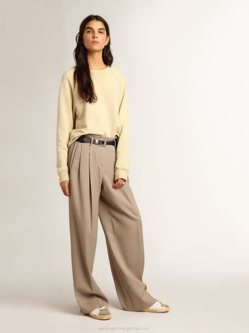 Golden Goose mujer sudadera color mazapán con letras en la espalda 6846923