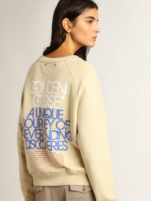 Golden Goose mujer sudadera color mazapán con letras en la espalda 6846923