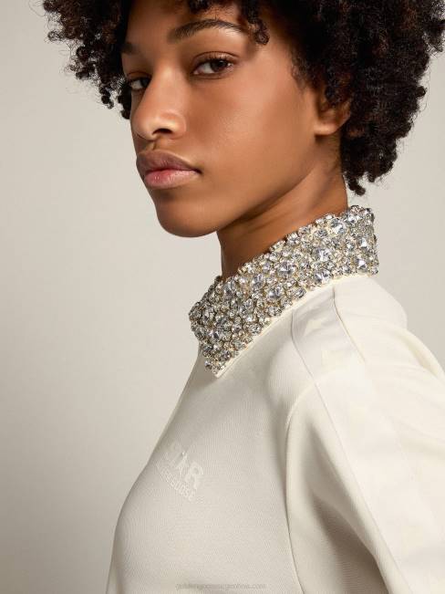 Golden Goose mujer sudadera con cremallera y cuello de cristal de la colección papyrus white denise star 68461052