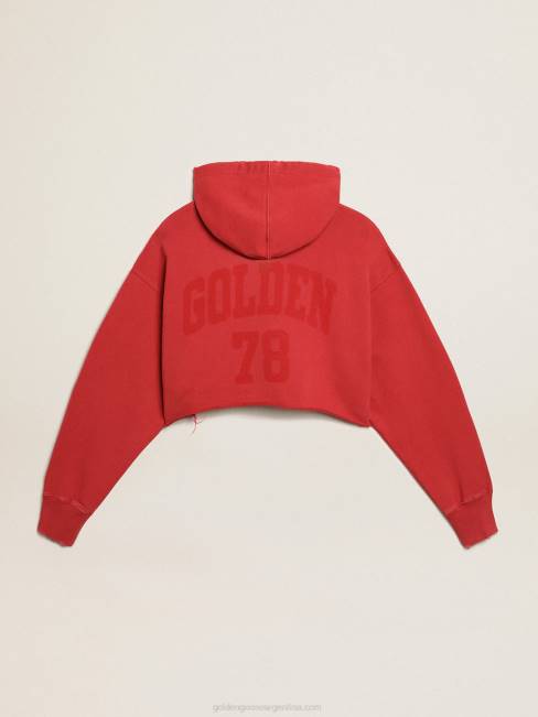 Golden Goose mujer sudadera corta con capucha en rojo 6846979