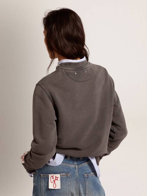Golden Goose mujer sudadera de la colección gris antracita con cristales cabujón 6846956