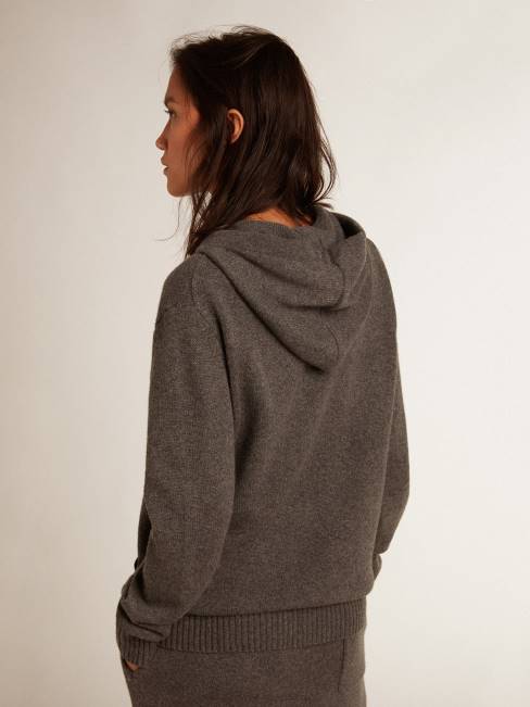 Golden Goose mujer sudadera de mezcla de cachemir gris con capucha 6846988
