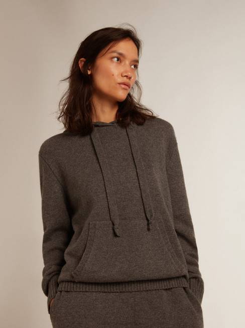 Golden Goose mujer sudadera de mezcla de cachemir gris con capucha 6846988