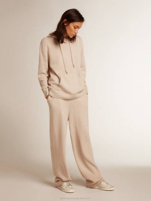 Golden Goose mujer sudadera de mezcla de cachemira blanca con capucha 6846983