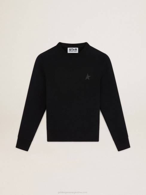 Golden Goose mujer sudadera negra de la colección athena star con estrella tono sobre tono en la parte delantera 68461030