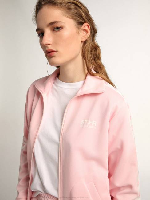 Golden Goose mujer sudadera rosa con cremallera y estrellas rosas en contraste 68461055