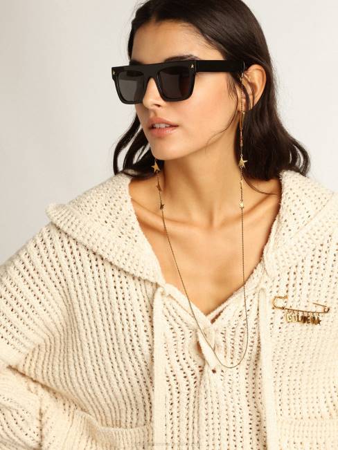 Golden Goose mujer top con capucha de algodón color papiro 68461046