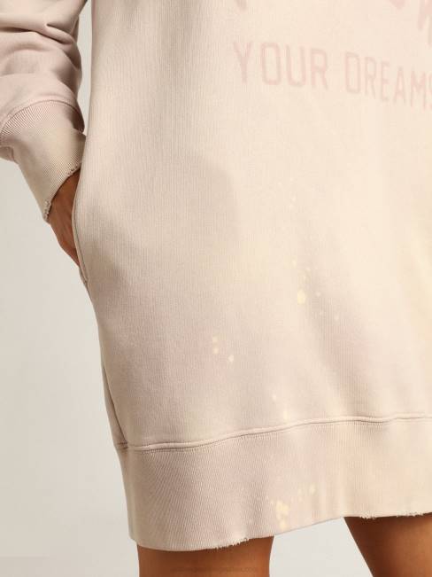 Golden Goose mujer vestido estilo sudadera rosa claro con acabado envejecido 6846968
