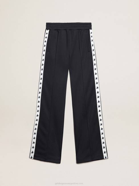 Golden Goose mujer Joggers azul oscuro con franja blanca y estrellas a contraste 6846922