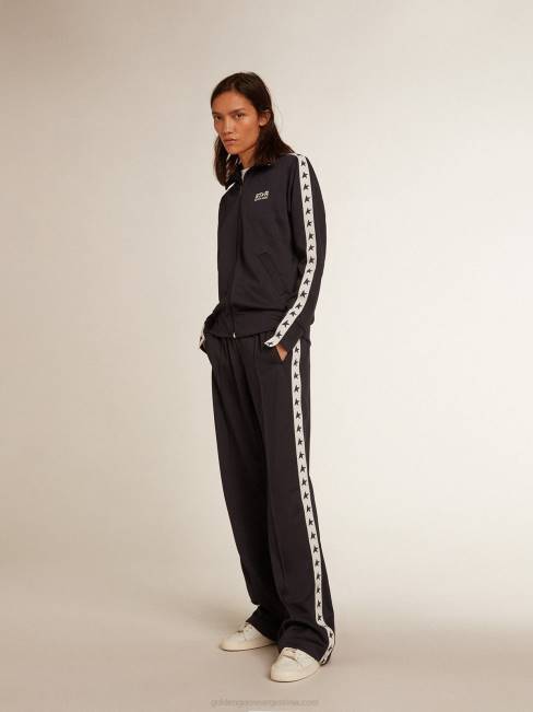 Golden Goose mujer Joggers azul oscuro con franja blanca y estrellas a contraste 6846922