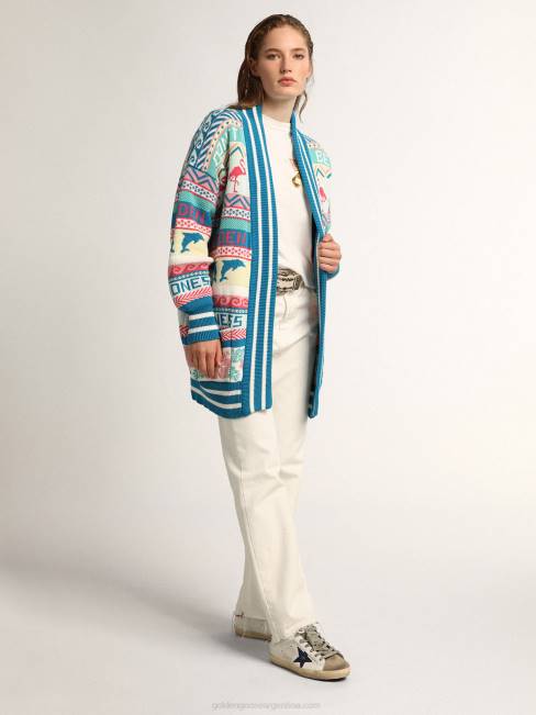 Golden Goose mujer Pantalón cropped de la colección Journey en denim toro blanco con bajo con efecto desgastado 68461013