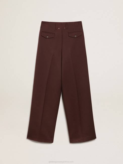 Golden Goose mujer Pantalón flavia de la colección journey en gabardina de lana color achicoria-café 6846996